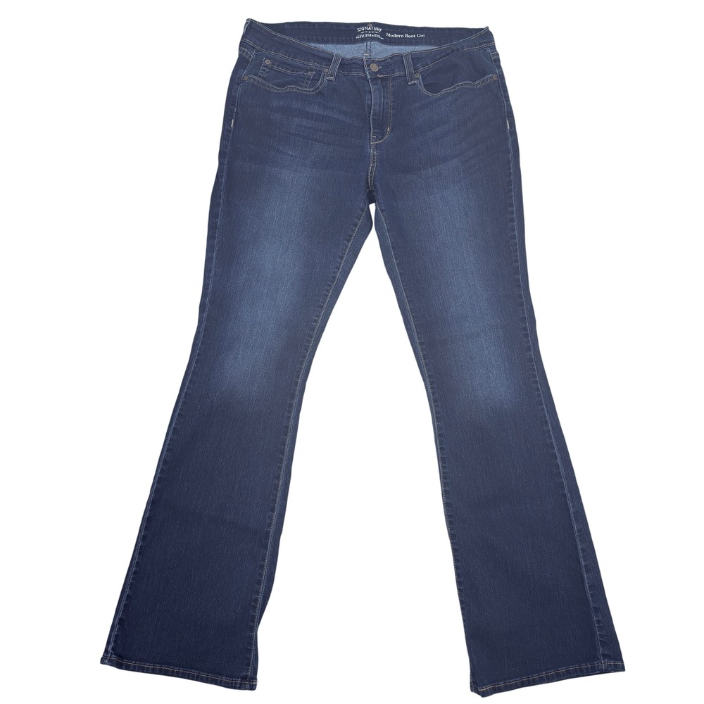 Signature Levi Strauss Modern Boot Cut Jeans 16L Womens Dark Wash Blue